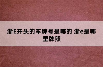 浙E开头的车牌号是哪的 浙e是哪里牌照